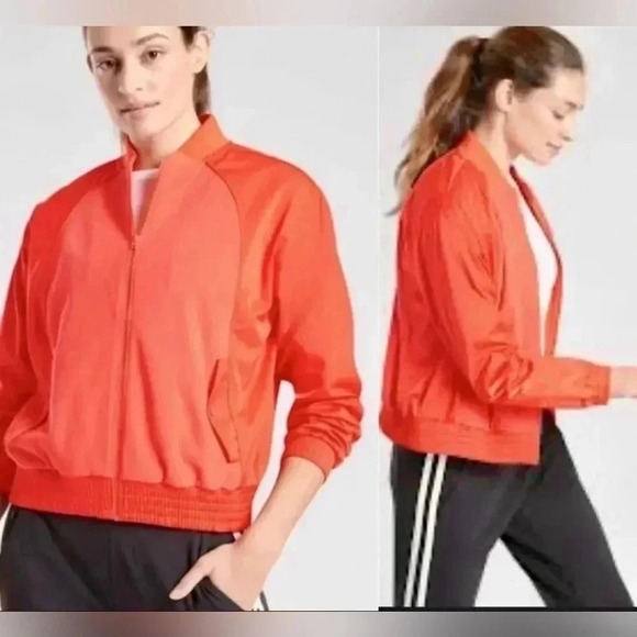 ATHLETA  Jacket Zion Microfleece Long Sleeve Orange Full Zip Women’s Size XS - Picture 2 of 15